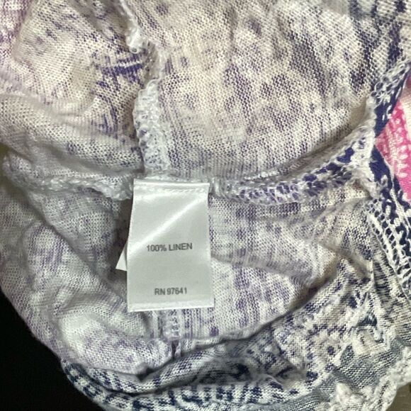 J. Jill Womens V-Neck ‘Love Linen’ Short Sleeve Boho Paisley Tunic Top - Size S - Picture 2 of 10